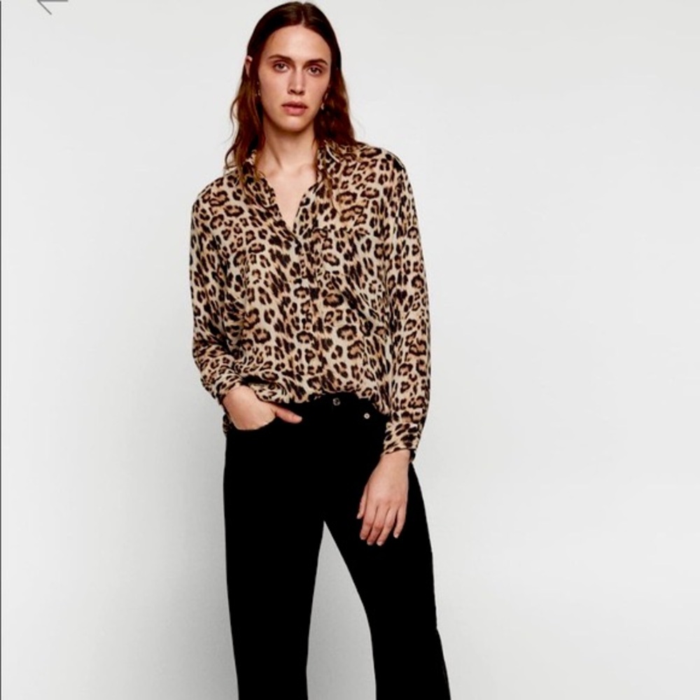 Zara Oversized Cheetah Print long sleeve button down